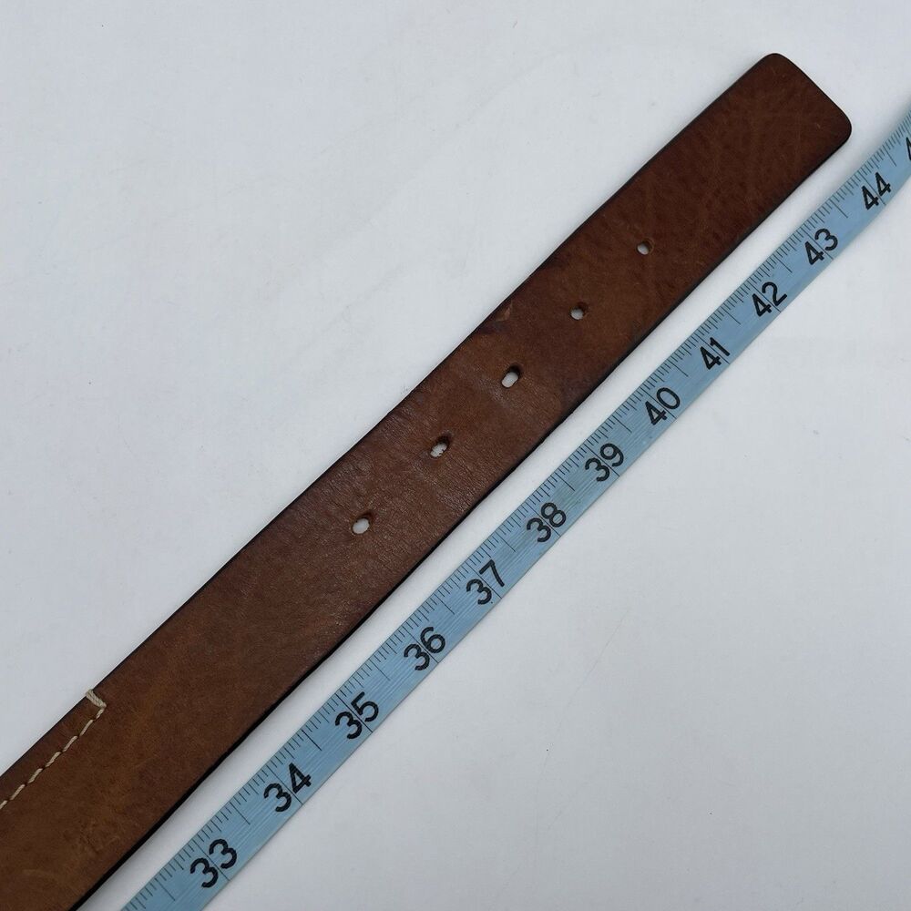 P&P Paolo de Ponte Genuine Leather Belt Men's 39 Dark Tan Brass Buckle Spain - Picture 11 of 16